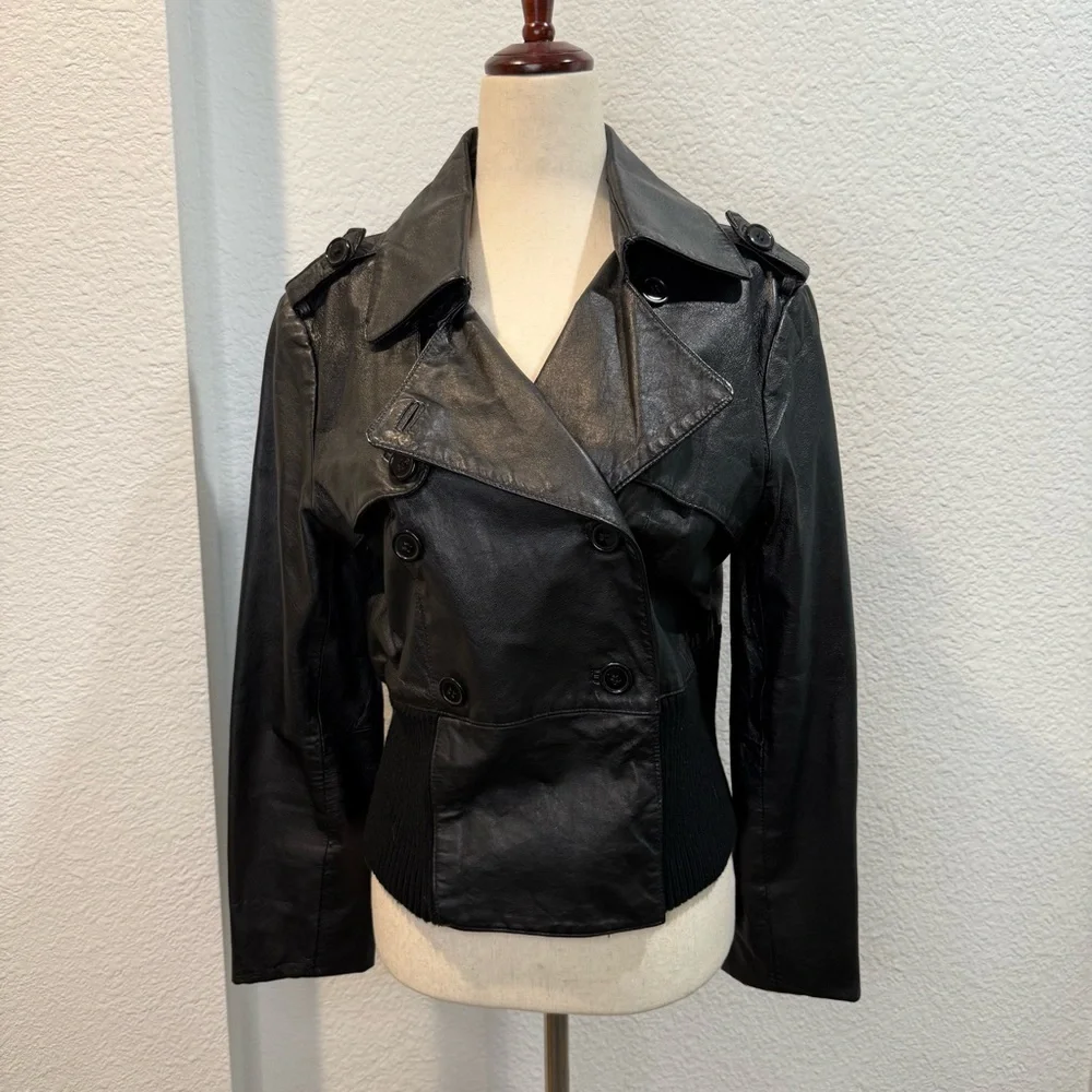 Newport News Leather Bomber Moto Biker Jacket Streetwear Retro Vintage SZ10